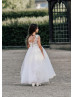 Beaded Ivory Lace Tulle Fashion Flower Girl Dress Beaded Ivory Lace Tulle Fashion Flower Girl Dress